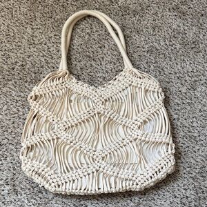 Elegant Cream Macrame Tote Bag